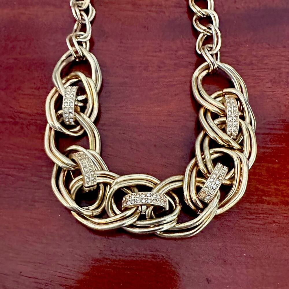 INC Necklace NWT Gold tone CZ Chain Chunky $39.50 Preppy Classic Retro Jewelry
